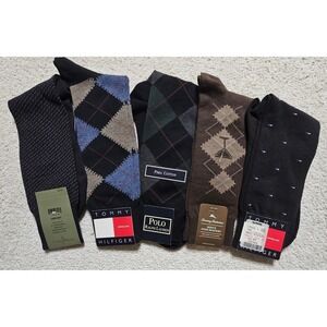 Cole Haan Tommy Hilfiger Polo Ralph Lauren Tommy Bahama Mens Socks Lot 5 Pair